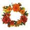 Mums and Daisies Twig Artificial Floral Wreath Orange 22"